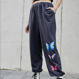 butterfly print sweatpants